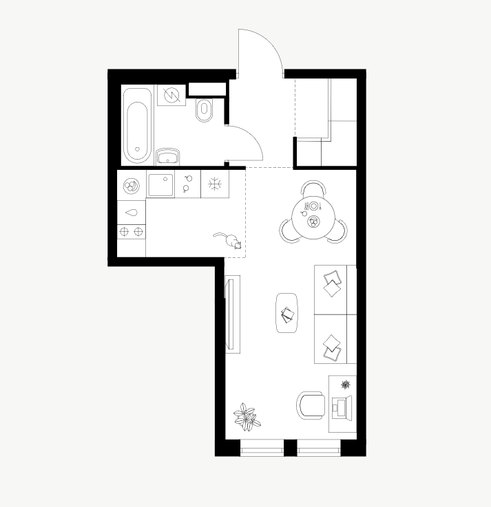 Студии от 28 м²